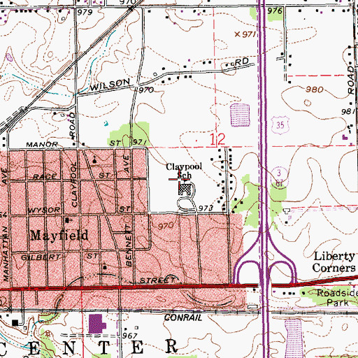 Topographic Map of Claypool Elementary School, IN