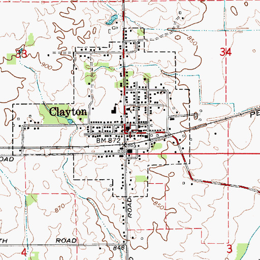 Topographic Map of Clayton, IN