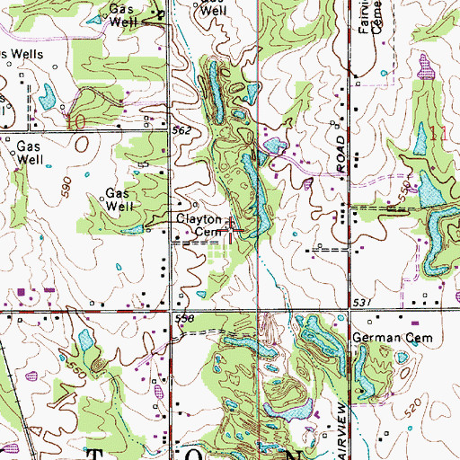 Topographic Map of Clayton Cemetery, IN