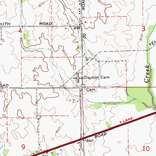 Topographic Map of Clayton Cemetery, IN