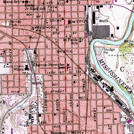 Topographic Map of Clayton Brownlee Elementary School, IN