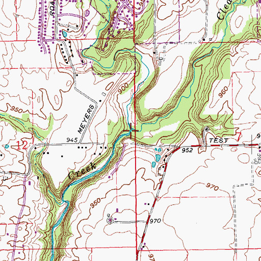 Topographic Map of Clear Creek, IN