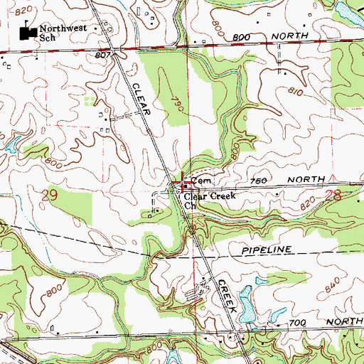 Topographic Map of Clear Creek Church, IN