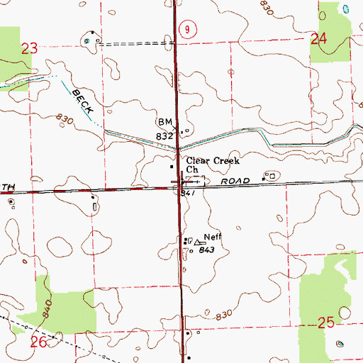 Topographic Map of Clear Creek Church, IN