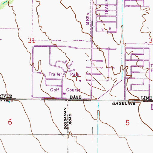 Topographic Map of Golden Hills Golf Course, AZ