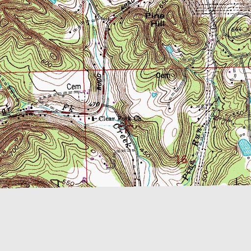 Topographic Map of Clear Fork, IN