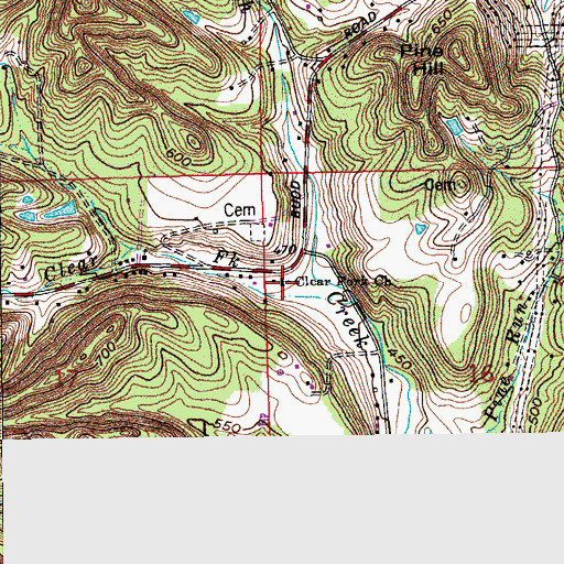 Topographic Map of Clear Fork Church, IN