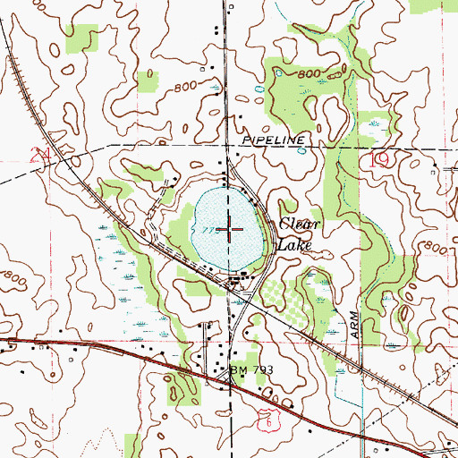Topographic Map of Clear Lake, IN