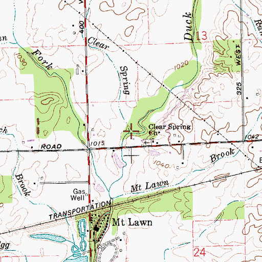 Topographic Map of Clear Spring, IN