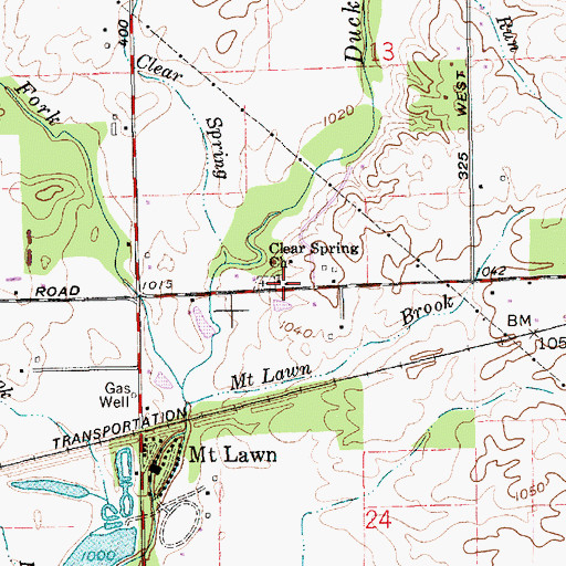 Topographic Map of Clear Spring Church, IN