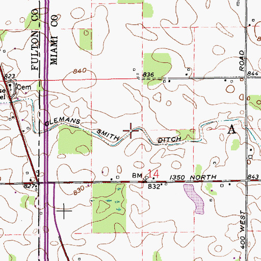 Topographic Map of Clemans Smith Ditch, IN
