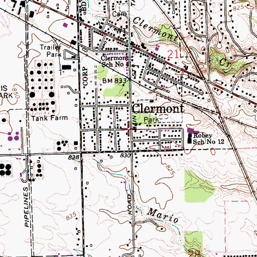 Topographic Map of Clermont, IN