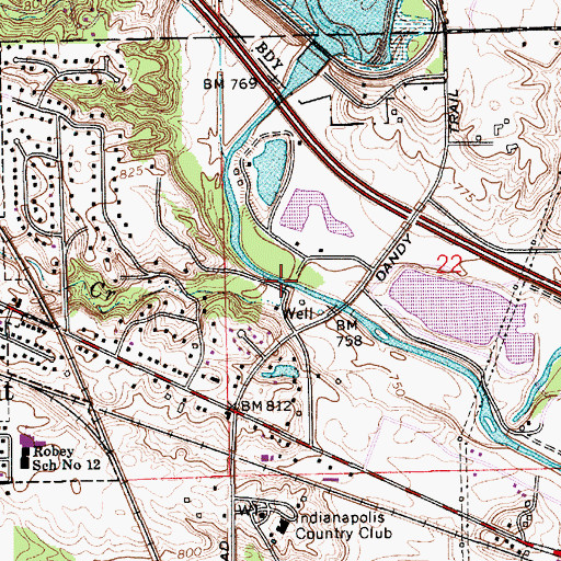 Topographic Map of Clermont Creek, IN