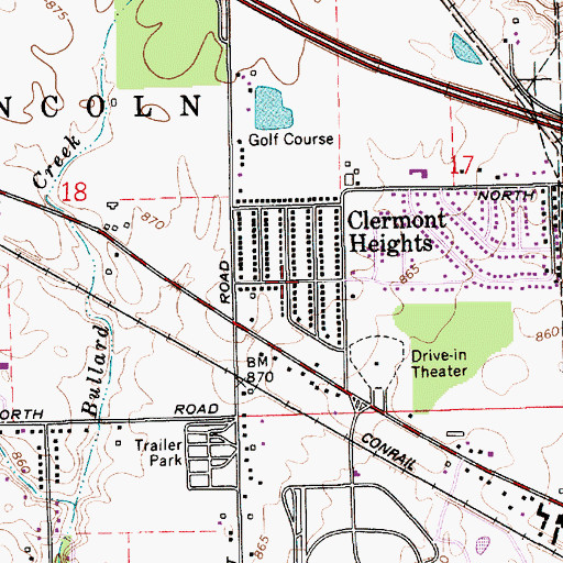 Topographic Map of Clermont Heights, IN