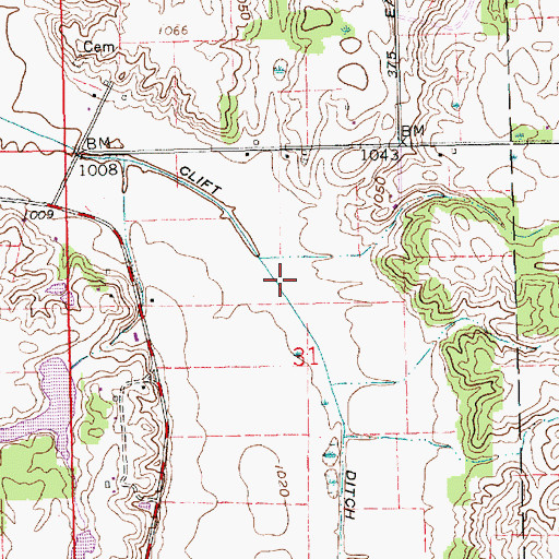 Topographic Map of Clift Ditch, IN