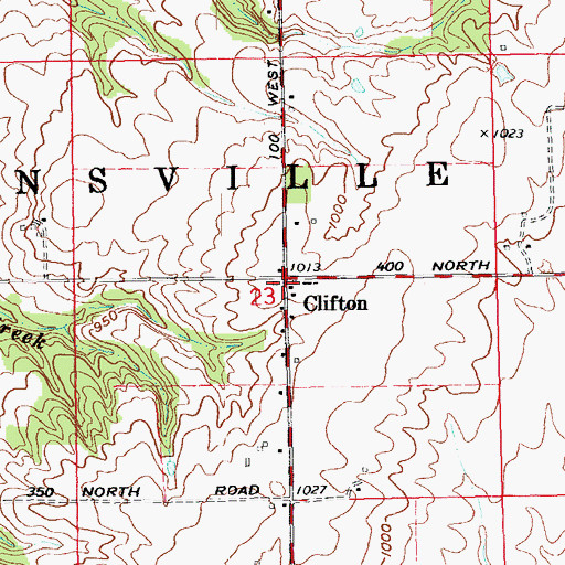 Topographic Map of Clifton, IN