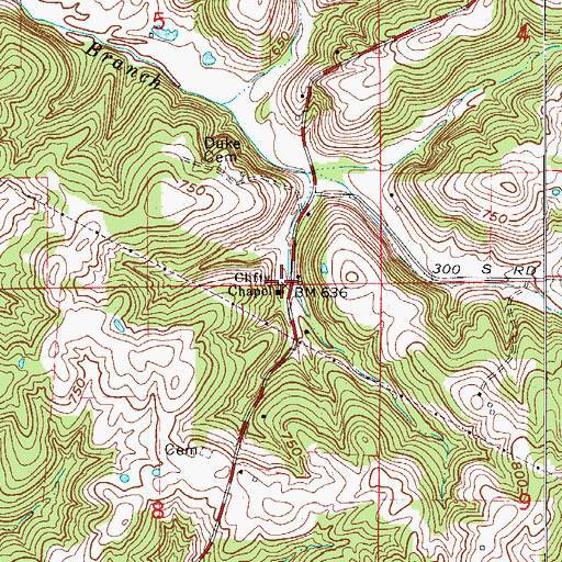 Topographic Map of Clifty Chapel, IN