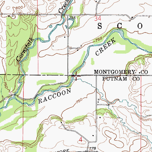 Topographic Map of Cline Creek, IN