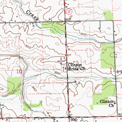 Topographic Map of Clinton Brick Church, IN