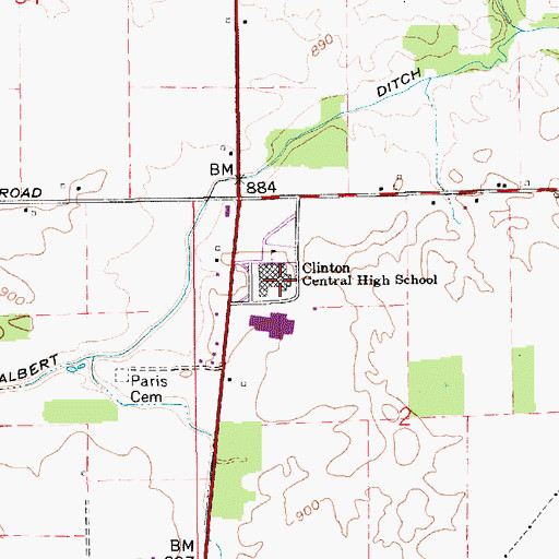 Topographic Map of Clinton Central High School, IN