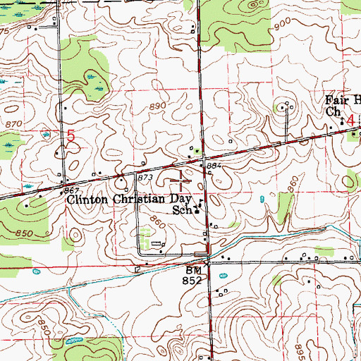 Topographic Map of Clinton Christian Day School, IN