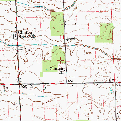 Topographic Map of Clinton Church, IN
