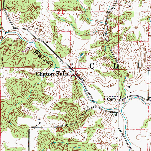Topographic Map of Clinton Falls, IN