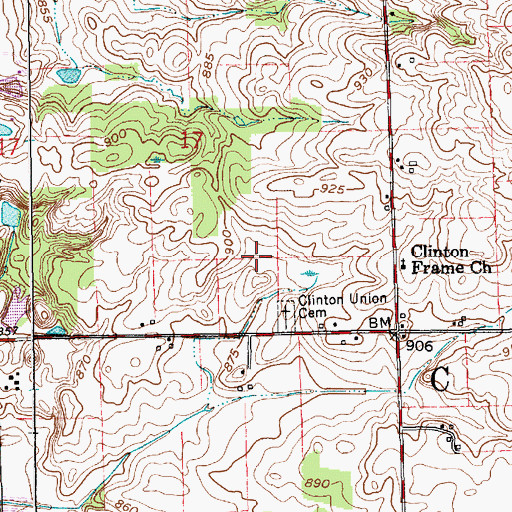Topographic Map of Clinton Union Cemetery, IN