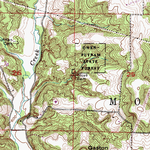 Topographic Map of Cloyd Cemetery, IN