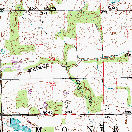 Topographic Map of Club Run, IN