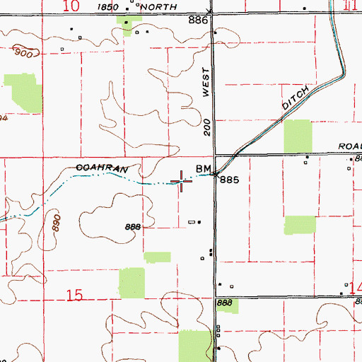 Topographic Map of Coahran Ditch, IN