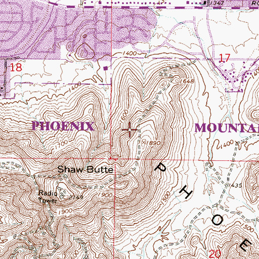 Topographic Map of KEZC-FM (Glendale), AZ