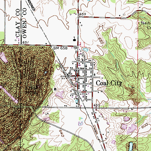 Topographic Map of Coal City, IN
