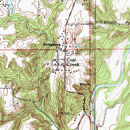 Topographic Map of Coal Creek, IN