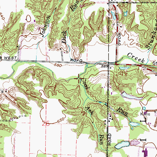Topographic Map of Coal Run, IN