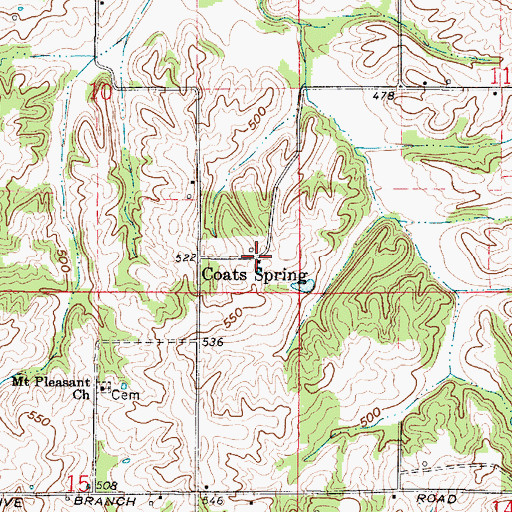 Topographic Map of Coats Spring, IN