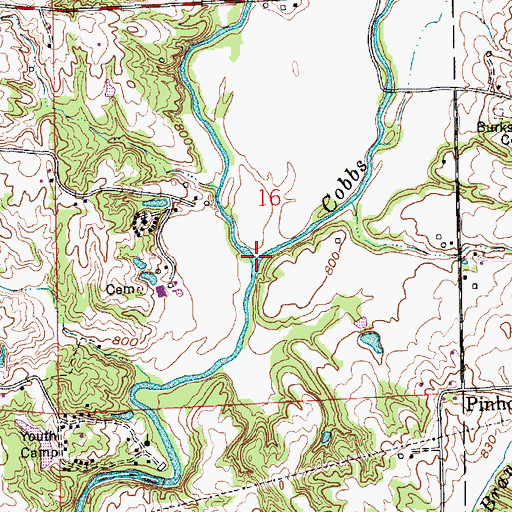 Topographic Map of Cobbs Fork, IN