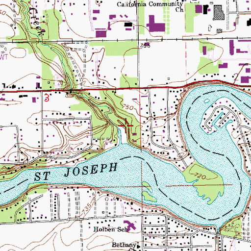 Topographic Map of Cobus Creek, IN