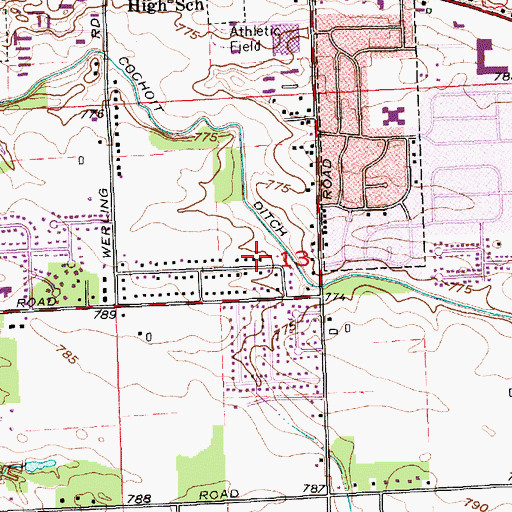 Topographic Map of Cochoit Ditch, IN