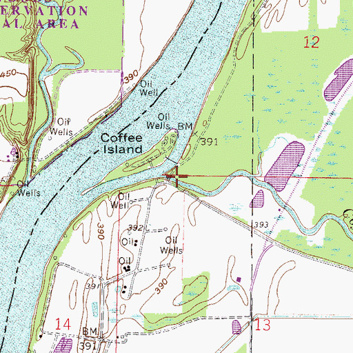 Topographic Map of Coffee Bayou, IN
