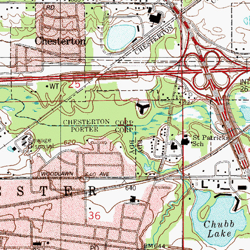 Topographic Map of Coffee Creek, IN