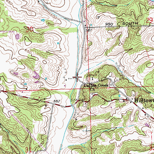 Topographic Map of Coffee Creek Church, IN