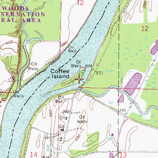 Topographic Map of Coffee Island, IN