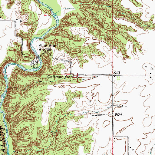 Topographic Map of Coffman Cemetery, IN