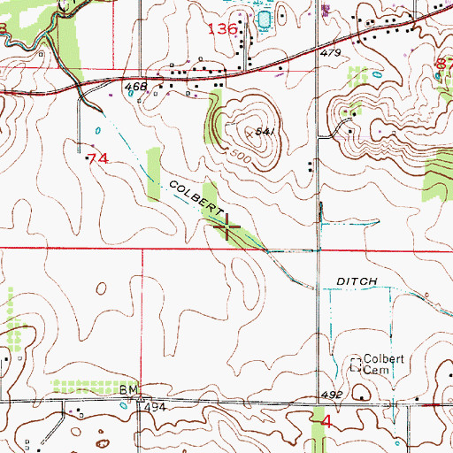Topographic Map of Colbert Ditch, IN