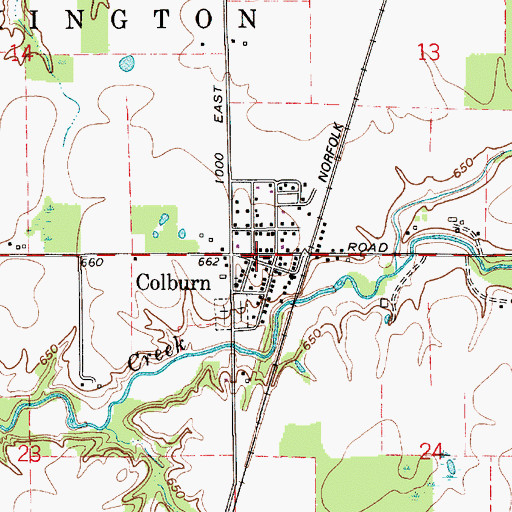 Topographic Map of Colburn, IN