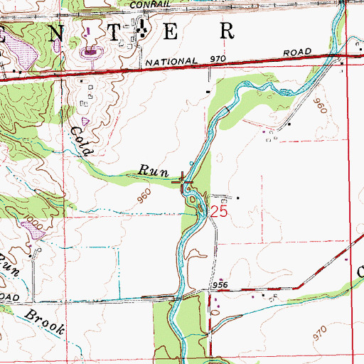Topographic Map of Cold Run, IN