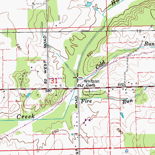 Topographic Map of Cold Run, IN