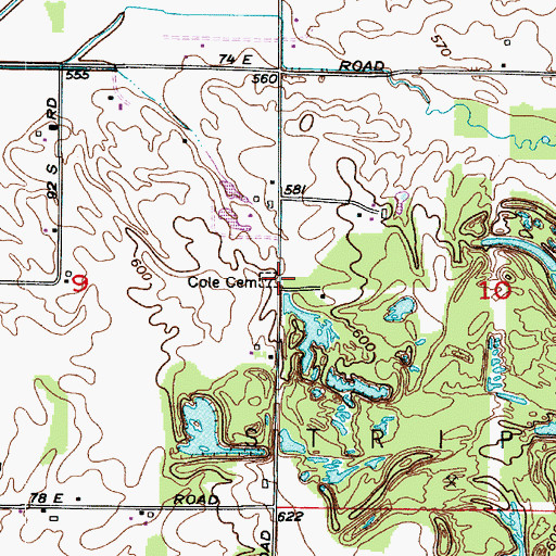 Topographic Map of Cole Cemetery, IN