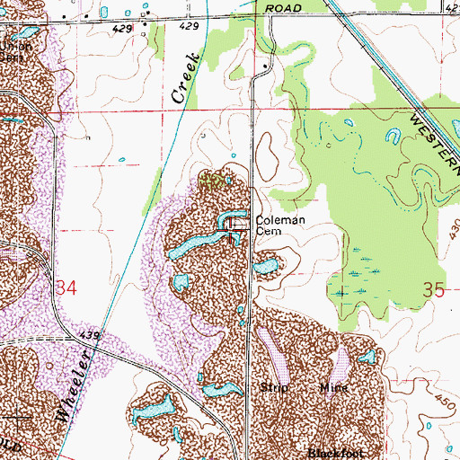 Topographic Map of Coleman Cemetery, IN